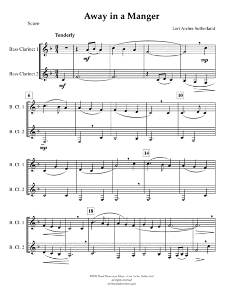 Away in a Manger Bass Clarinet scores gallery preview page 3