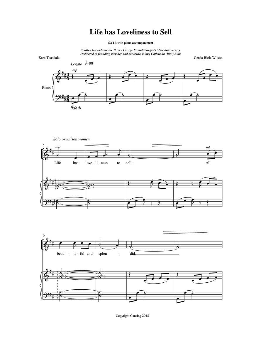 Life has Loveliness to Sell 4-Part scores gallery preview page 2