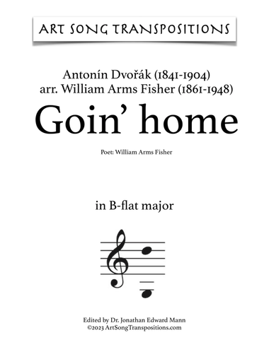 DVOŘÁK/FISHER: Goin' home (transposed to B-flat major)