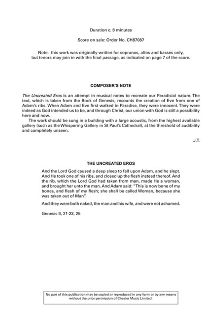 The Uncreated Eros The Uncreated Eros 4-Part scores gallery preview page 2