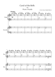Carol of the Bells Easy Piano Duet