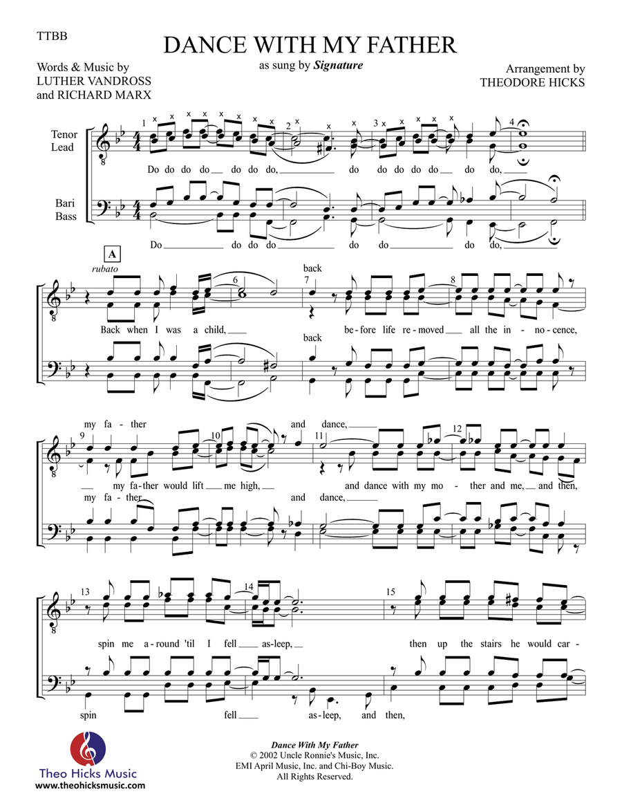 Dance With My Father TTBB scores gallery preview page 2