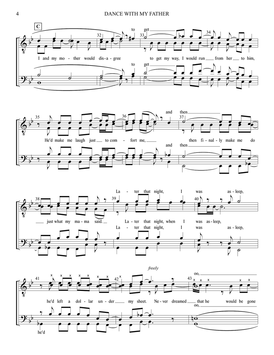Dance With My Father TTBB scores gallery preview page 4