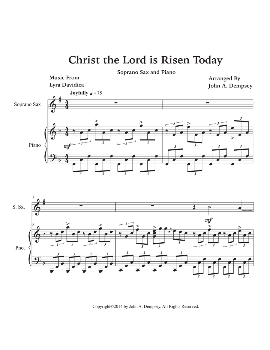 Christ the Lord is Risen Today (Soprano Sax and Piano) Soprano Saxophone scores gallery preview page 5