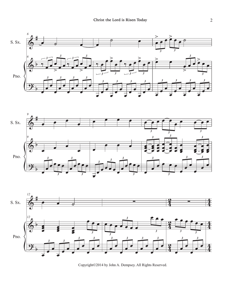 Christ the Lord is Risen Today (Soprano Sax and Piano) Soprano Saxophone scores gallery preview page 6