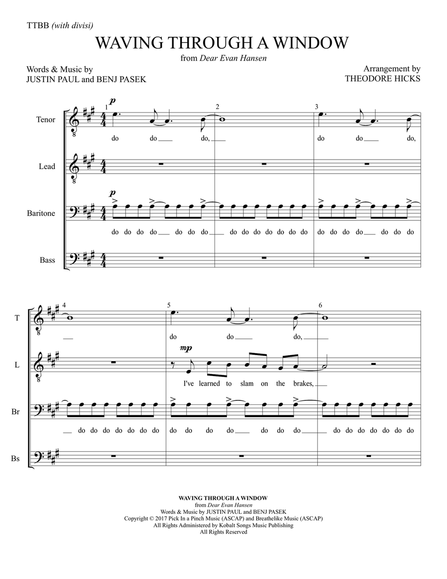 Waving Through A Window TTBB scores gallery preview page 2