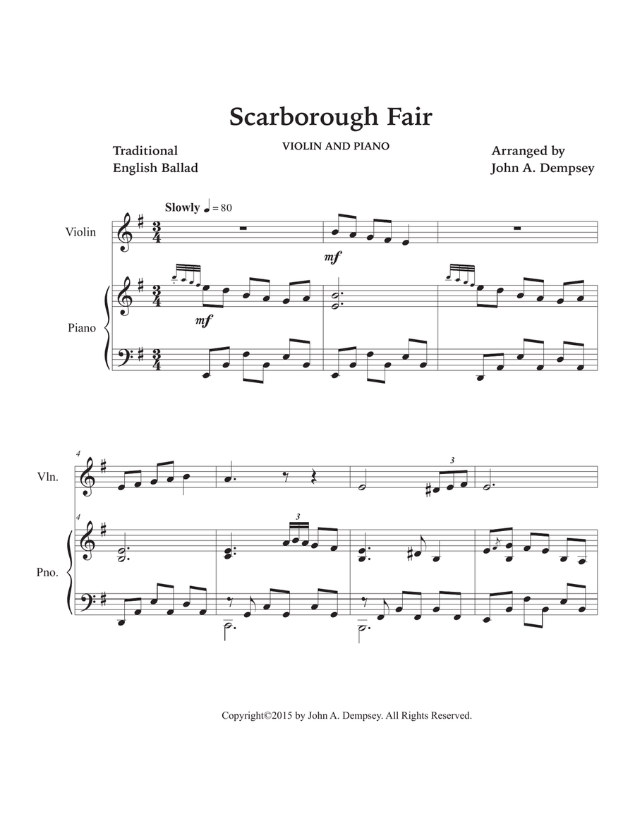 Scarborough Fair (Violin and Piano) Violin Solo scores gallery preview page 5