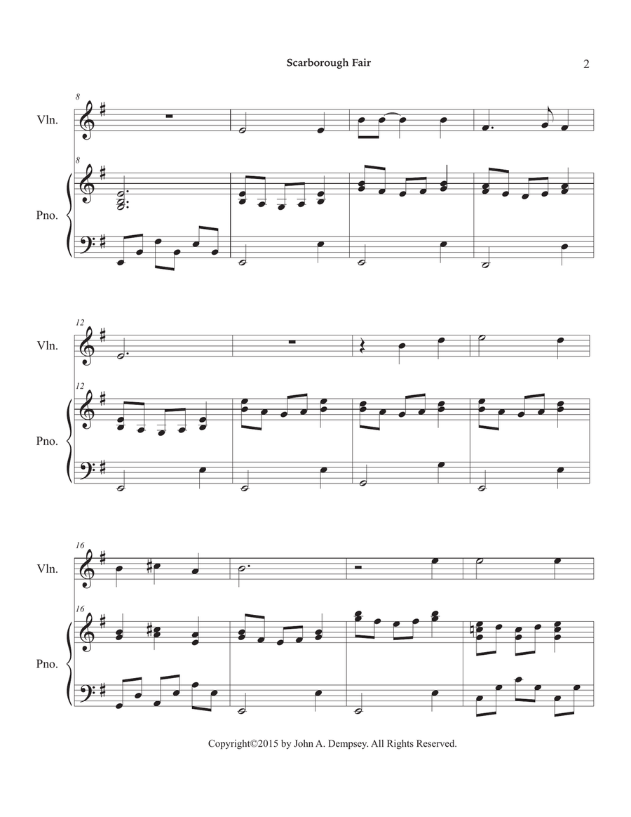 Scarborough Fair (Violin and Piano) Violin Solo scores gallery preview page 6