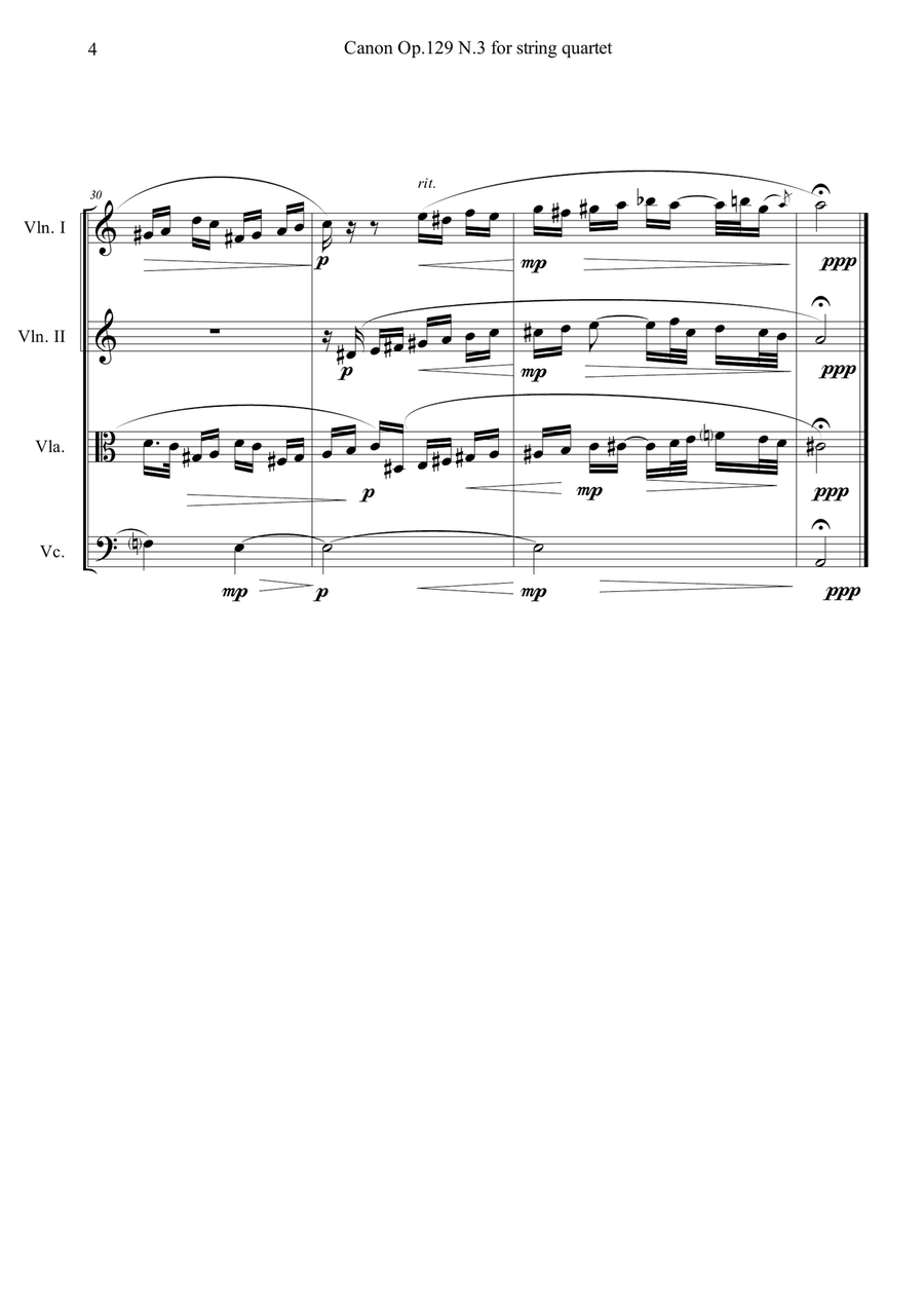 Canon Op.129 N.3 for string quartet String Quartet scores gallery preview page 4