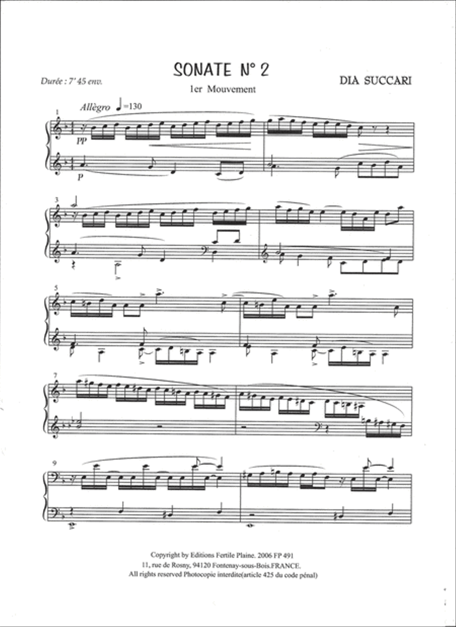 Sonate N° 2 Piano Solo scores gallery preview page 1