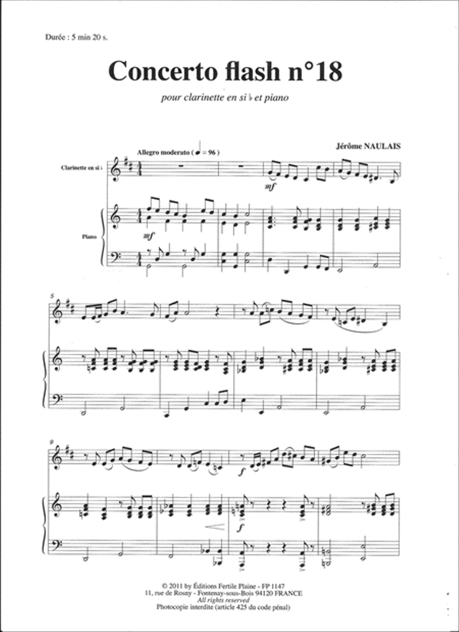 Concerto Flash N° 18 Clarinet Solo scores gallery preview page 1