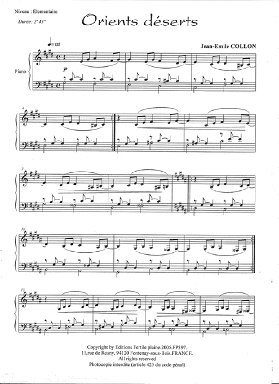 Orients Deserts Piano Solo scores gallery preview page 1
