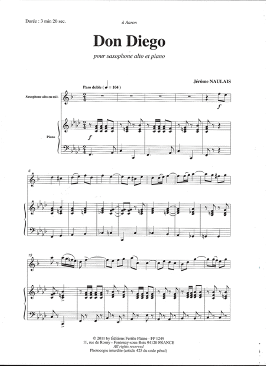 Don Diego Alto Saxophone scores gallery preview page 1