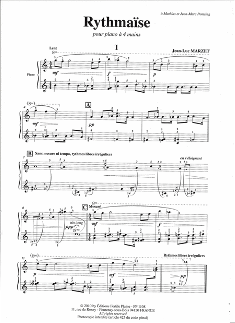 Rythmaïse Piano Duet scores gallery preview page 1