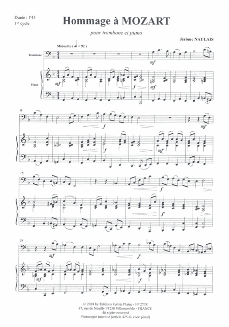 Hommage À Mozart Piano Accompaniment scores gallery preview page 1
