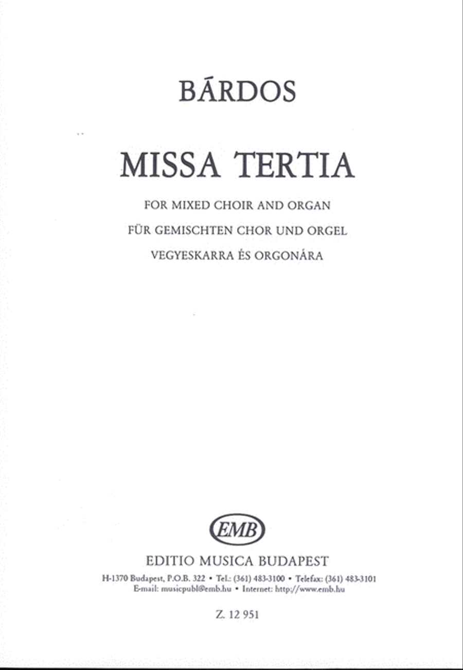 Missa tertia für gemischten Chor und Orgel Choir scores gallery preview page 1