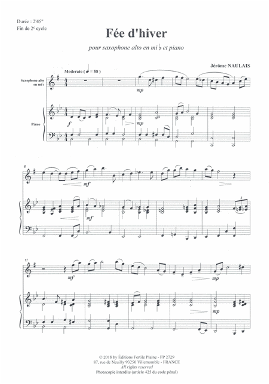 Fée D'Hiver Alto Saxophone scores gallery preview page 1