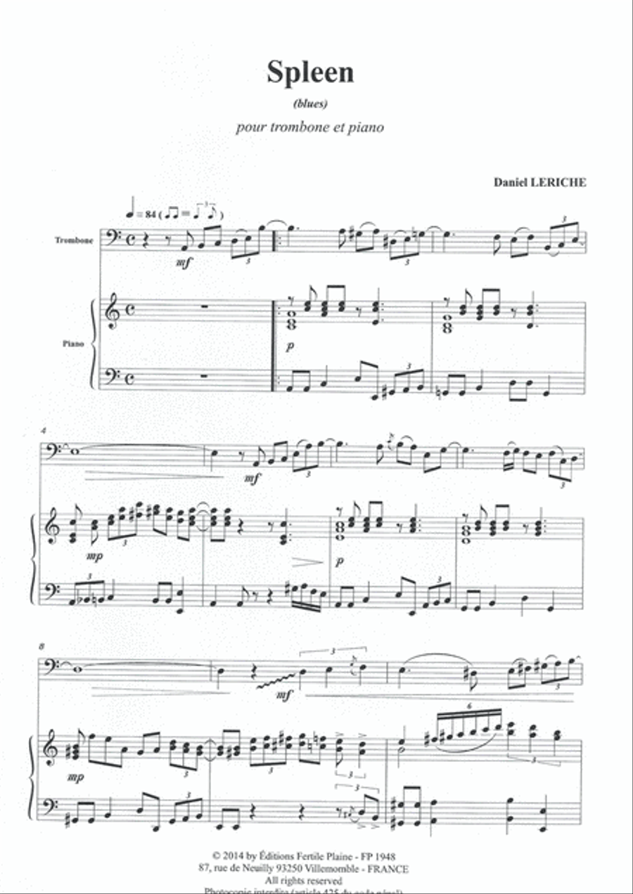 Spleen Piano Accompaniment scores gallery preview page 1