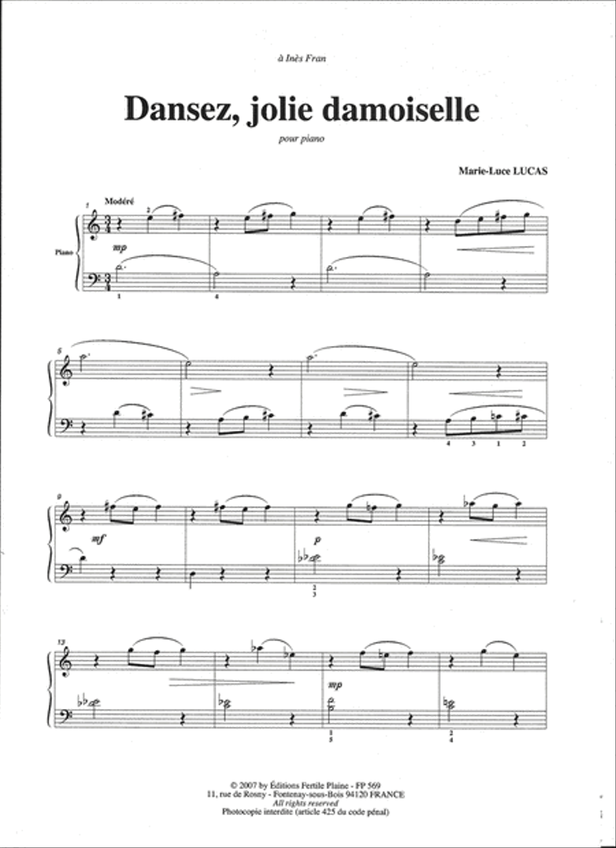Dansez,Jolie Damoiselle Piano Solo scores gallery preview page 1