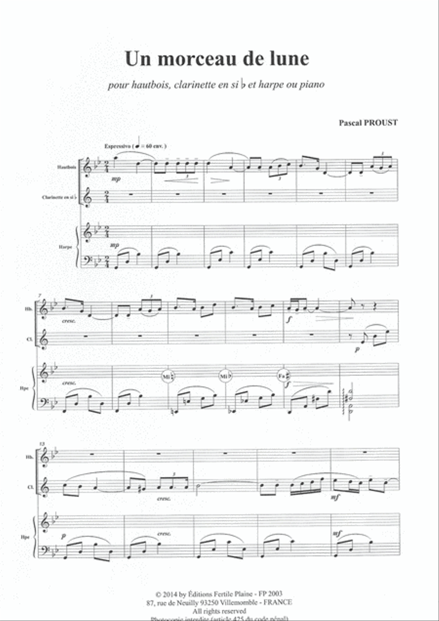 Morceau De Lune Clarinet scores gallery preview page 1