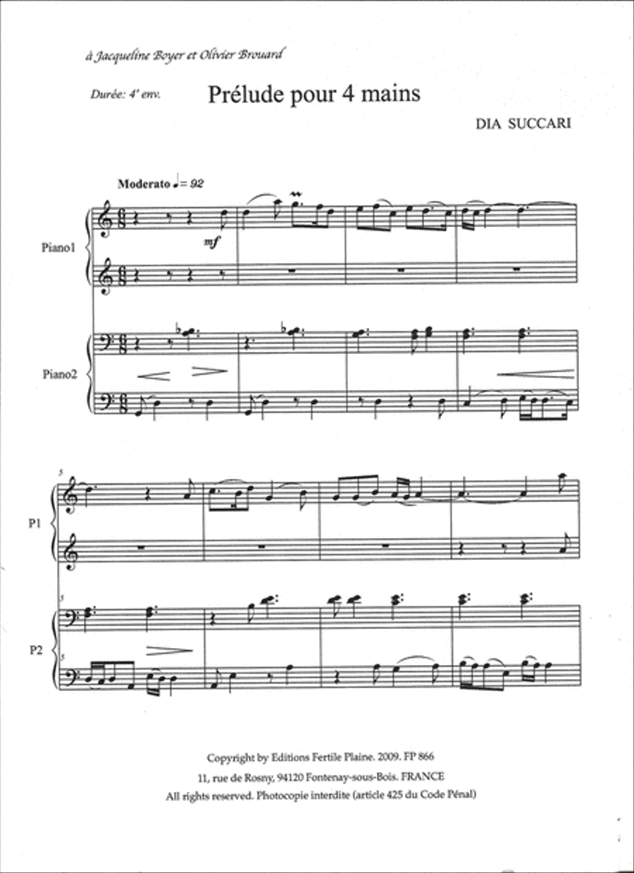 Prélude Piano Duet scores gallery preview page 1
