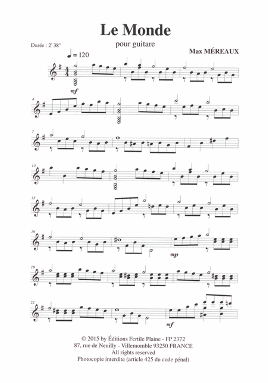 Le Monde Guitar scores gallery preview page 1
