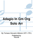 Adagio In Gm Org Solo Arr