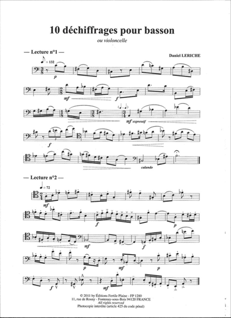 10 Dechiffrages Bassoon Solo scores gallery preview page 1