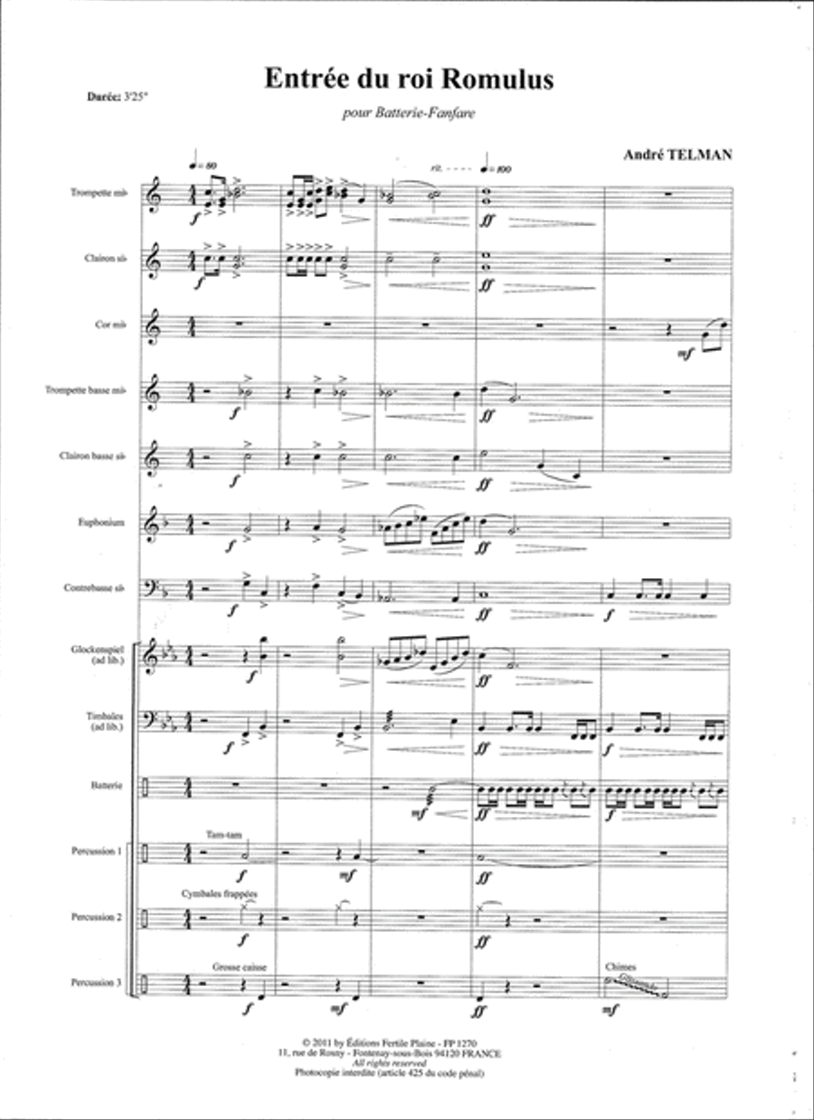 Entrée Du Roi Romulus Marching Band scores gallery preview page 1