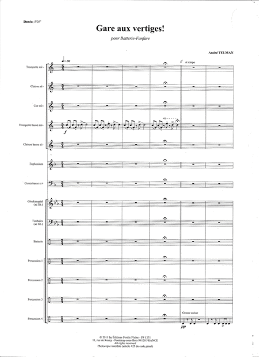 Gare Aux Vertiges Marching Band scores gallery preview page 1