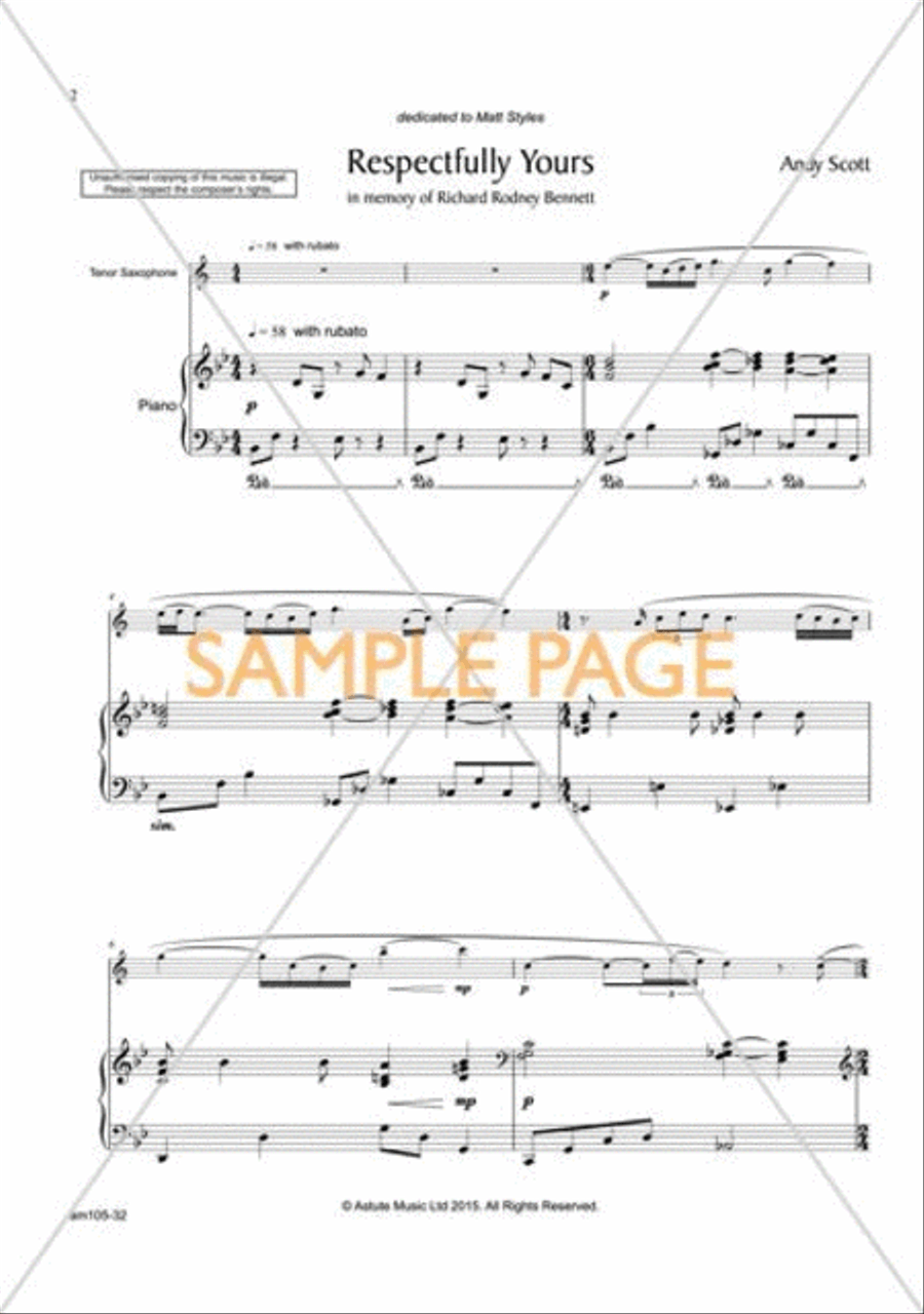 Respectfully Yours Tenor Saxophone scores gallery preview page 2