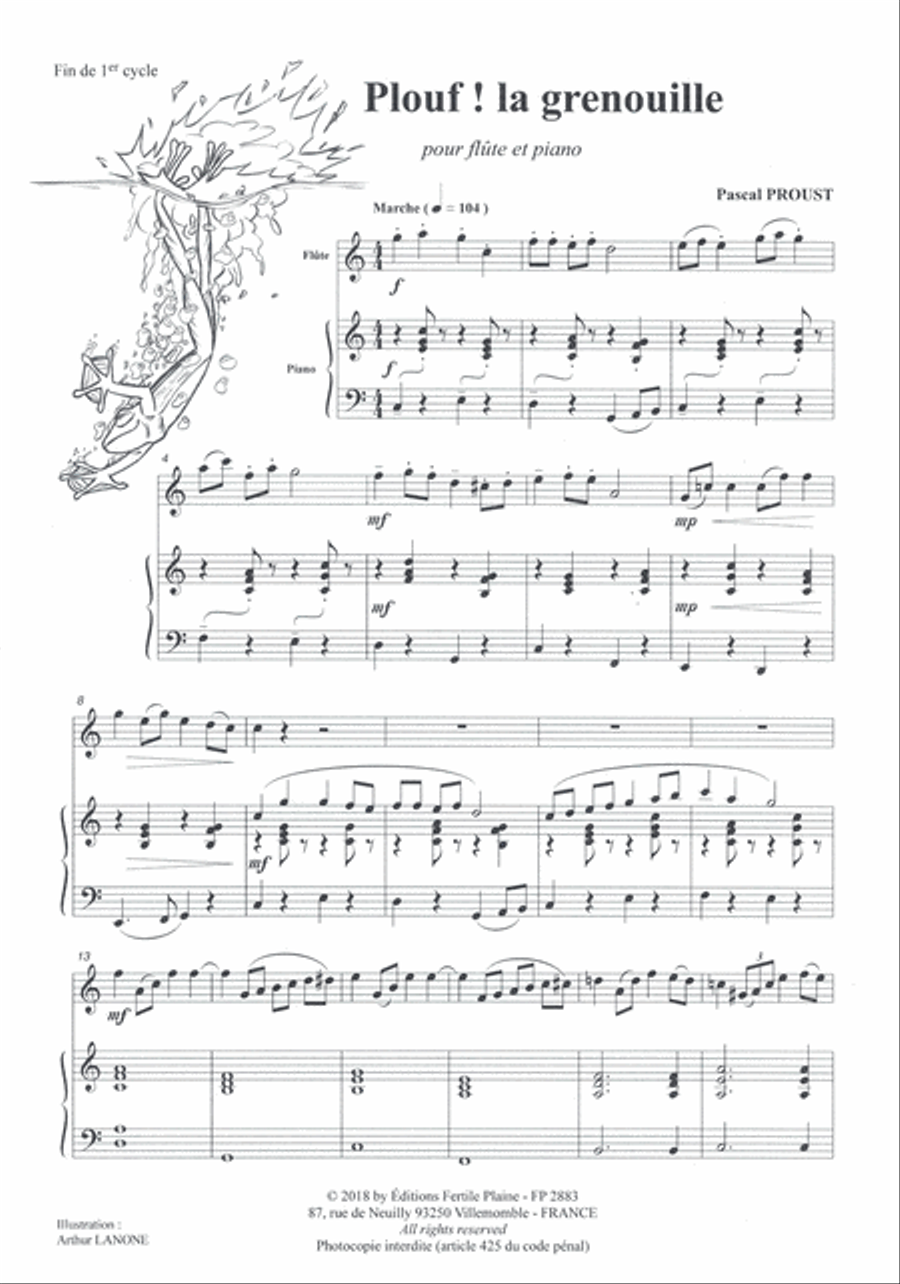 Plouf, La Grenouille Flute Solo scores gallery preview page 1