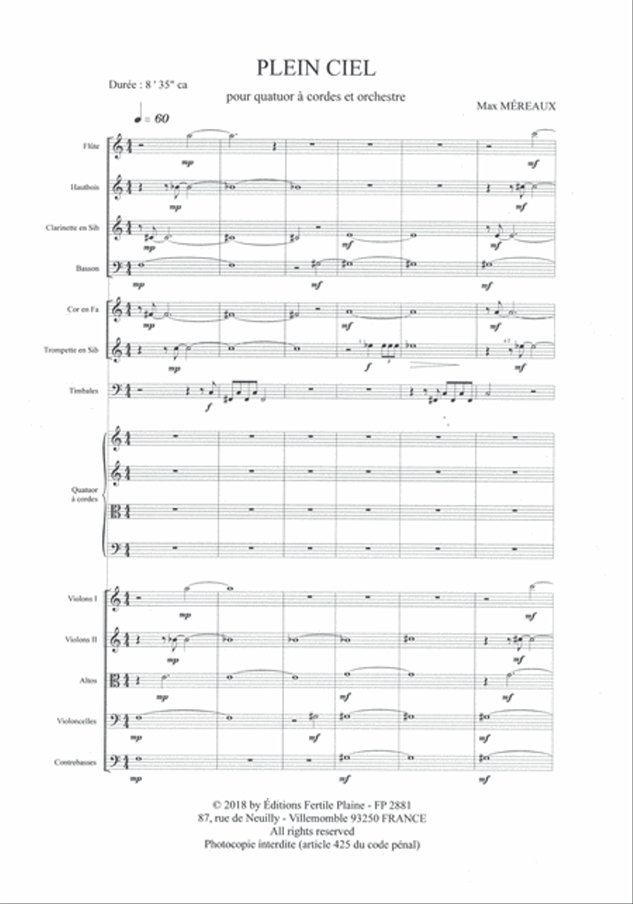 Plein Ciel String Quartet scores gallery preview page 1