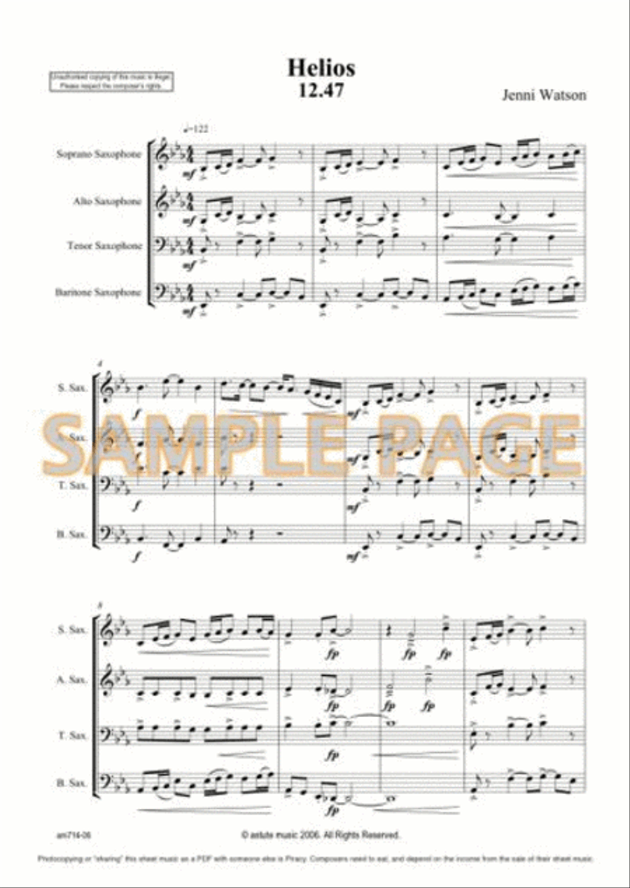 Helios Saxophone Quartet scores gallery preview page 2
