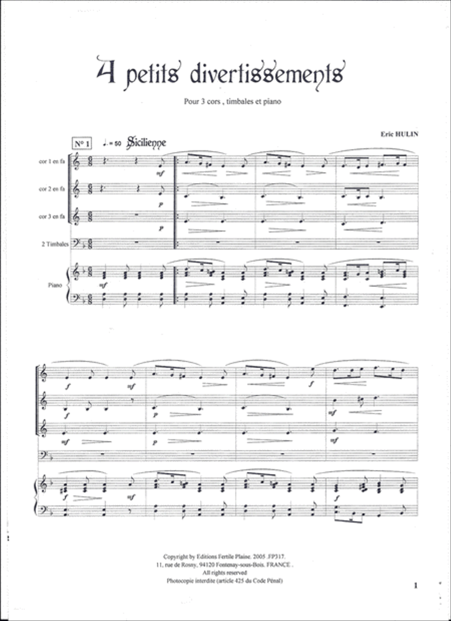 4 Petits Divertissements Horn scores gallery preview page 1