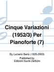 Cinque Variazioni (1952/3) Per Pianoforte (7)