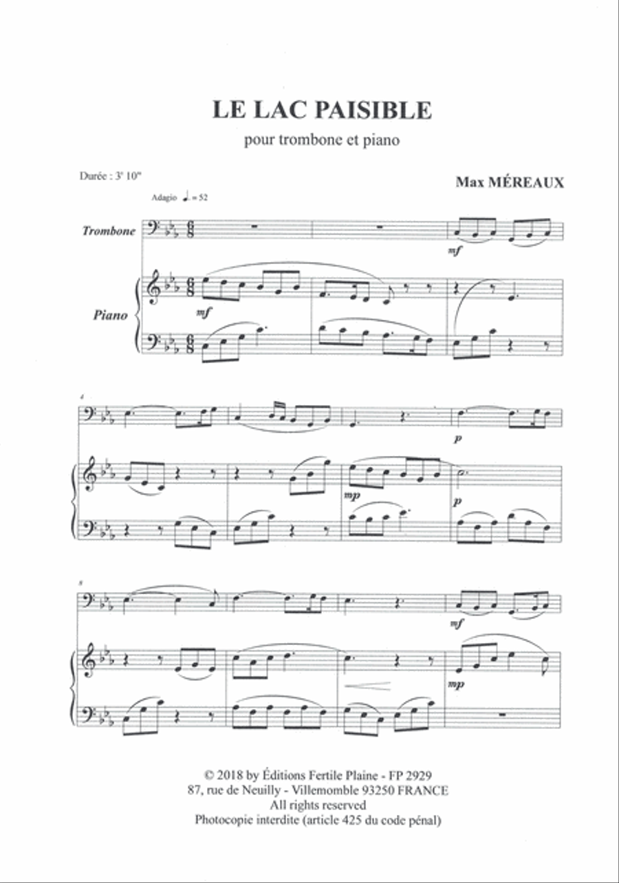 E Lac Paisible Piano Accompaniment scores gallery preview page 1