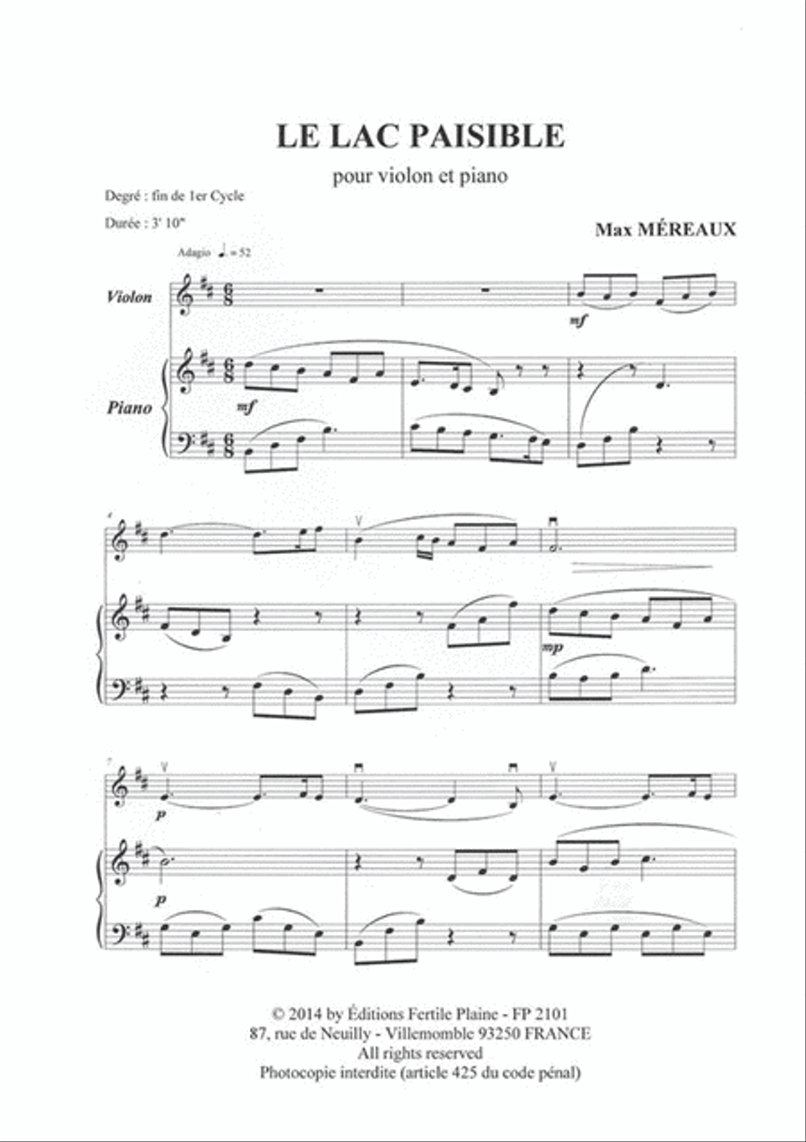 Le Lac Paisible Violin Solo scores gallery preview page 2