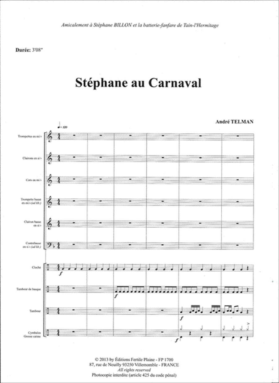 Stéphane Au Carnaval Marching Band scores gallery preview page 1