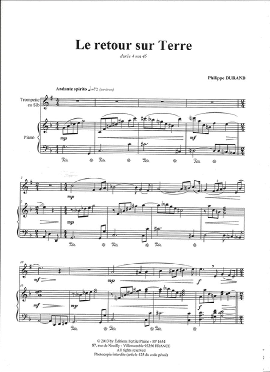 Le Retour Sur Terre Trumpet Solo scores gallery preview page 1
