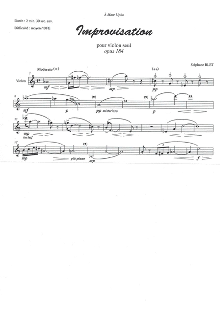 Improvisation Violin Solo scores gallery preview page 1