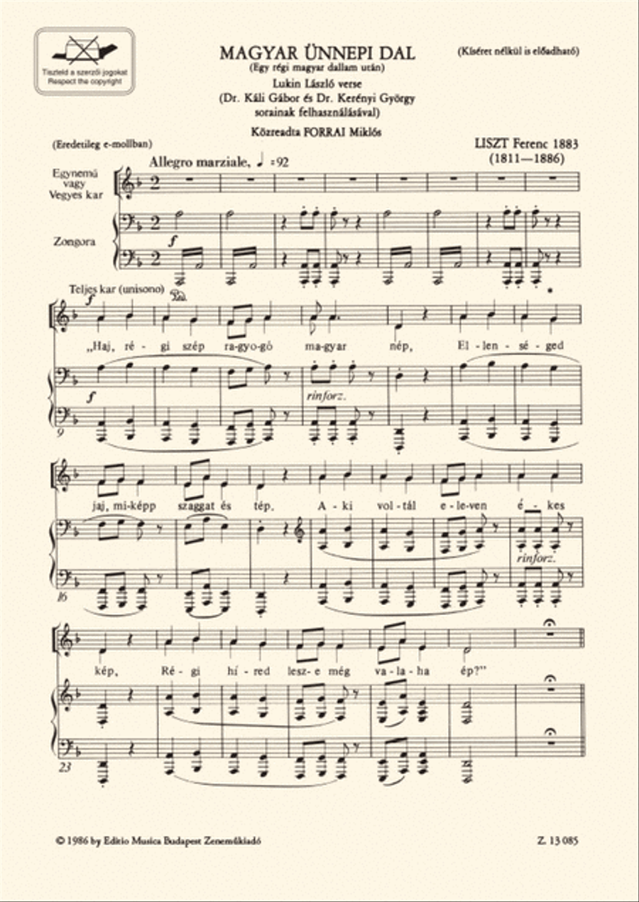 Magyar ünnepi dal Choir scores gallery preview page 2