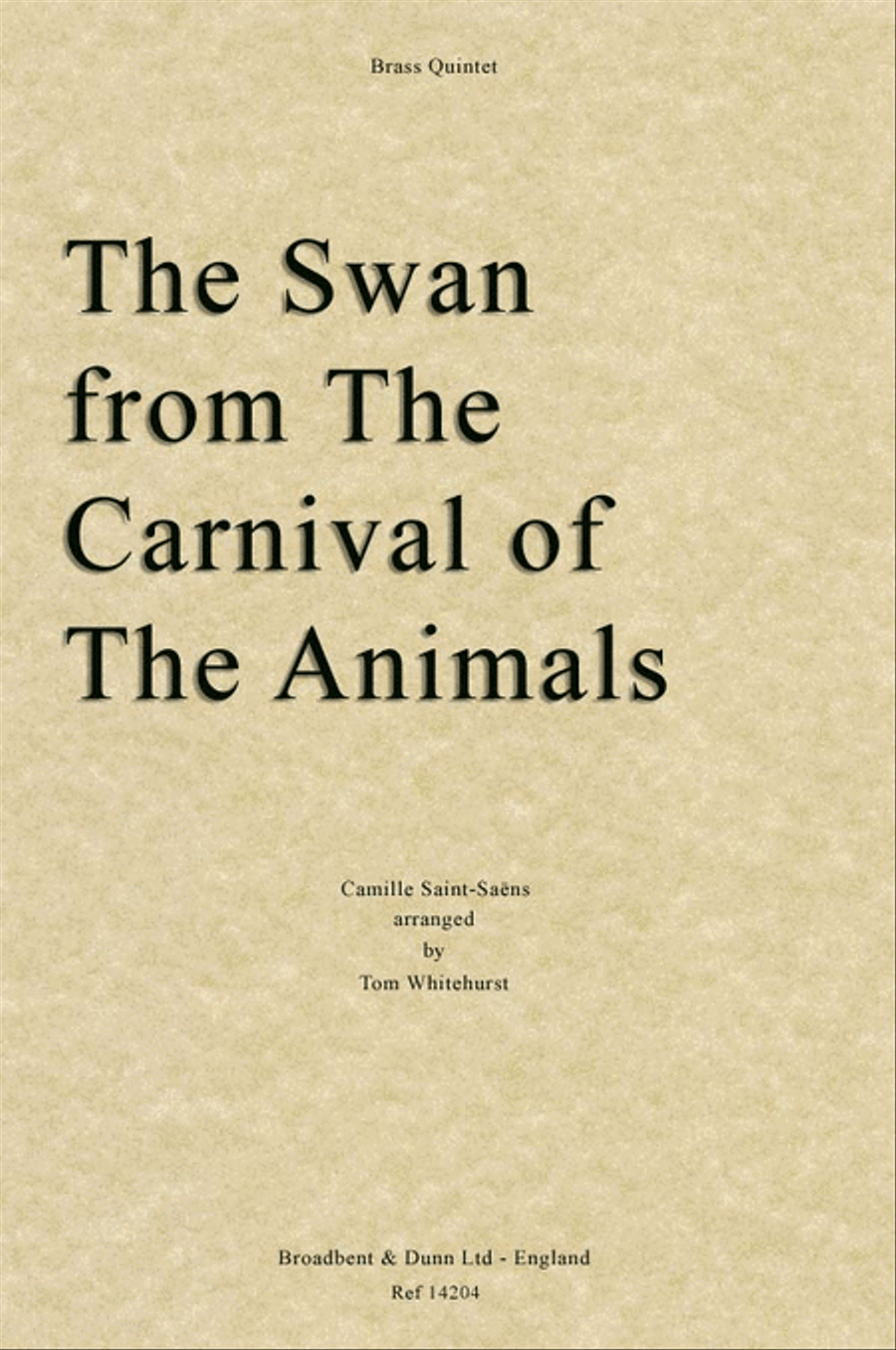The Swan from The Carnival of the Animals Brass Quintet scores gallery preview page 1