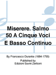 Miserere. Salmo 50 A Cinque Voci E Basso Continuo