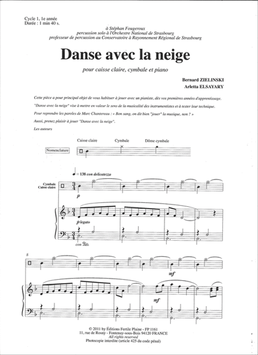 Danse Avec La Neige Piano Accompaniment scores gallery preview page 1