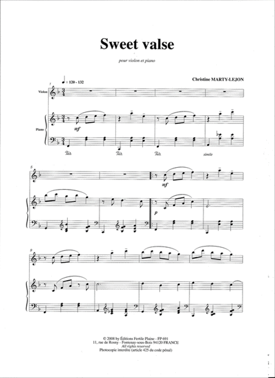 Sweet Valse Violin Solo scores gallery preview page 1