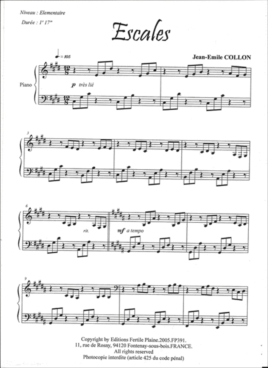 Escales Piano Solo scores gallery preview page 1