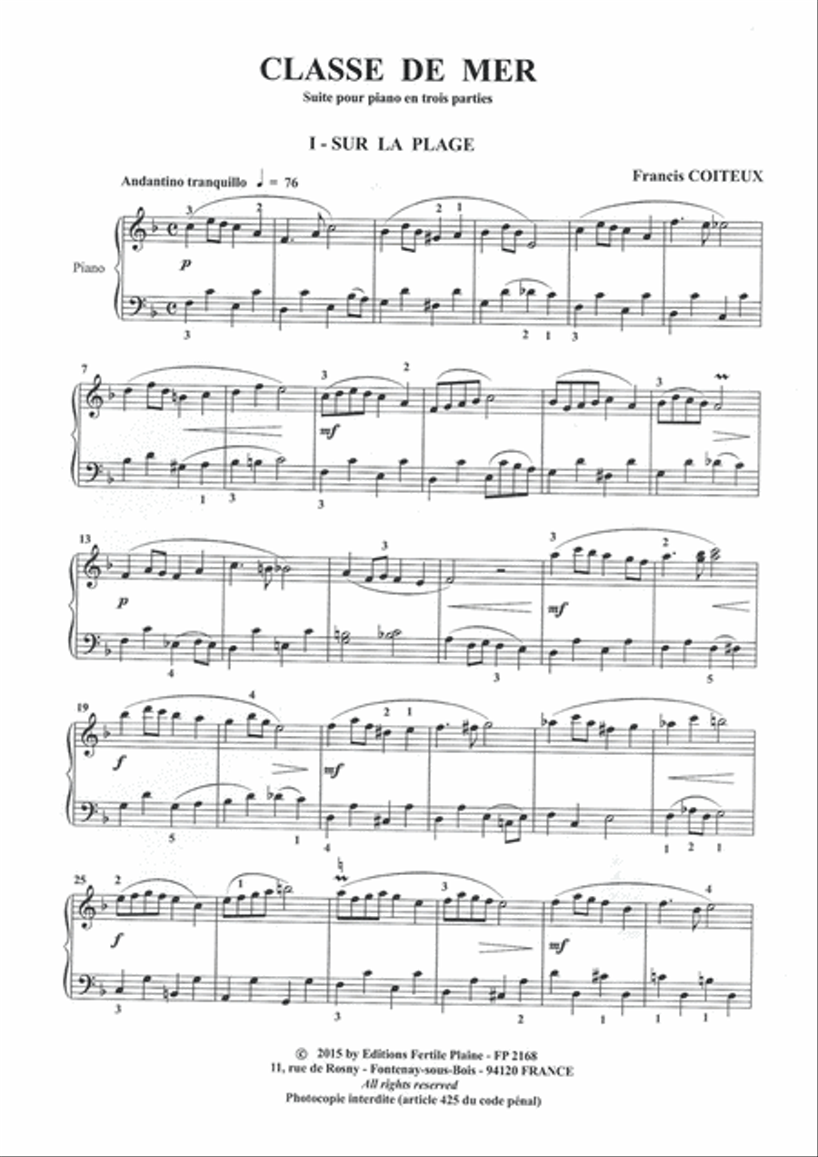 Classe De Mer Piano Solo scores gallery preview page 1