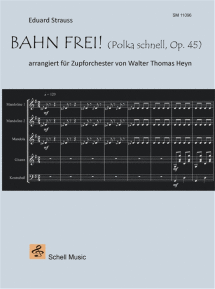 Bahn frei! Polka schnell, Opus 45 (Eduard Strauss) Mandolin scores gallery preview page 1