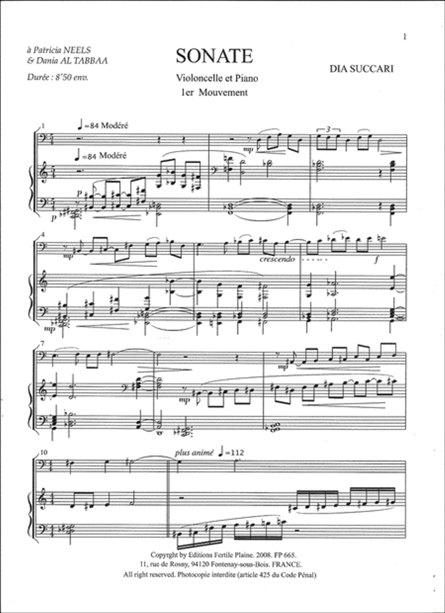 Sonate Pour Violoncelle et Piano Piano Accompaniment scores gallery preview page 1